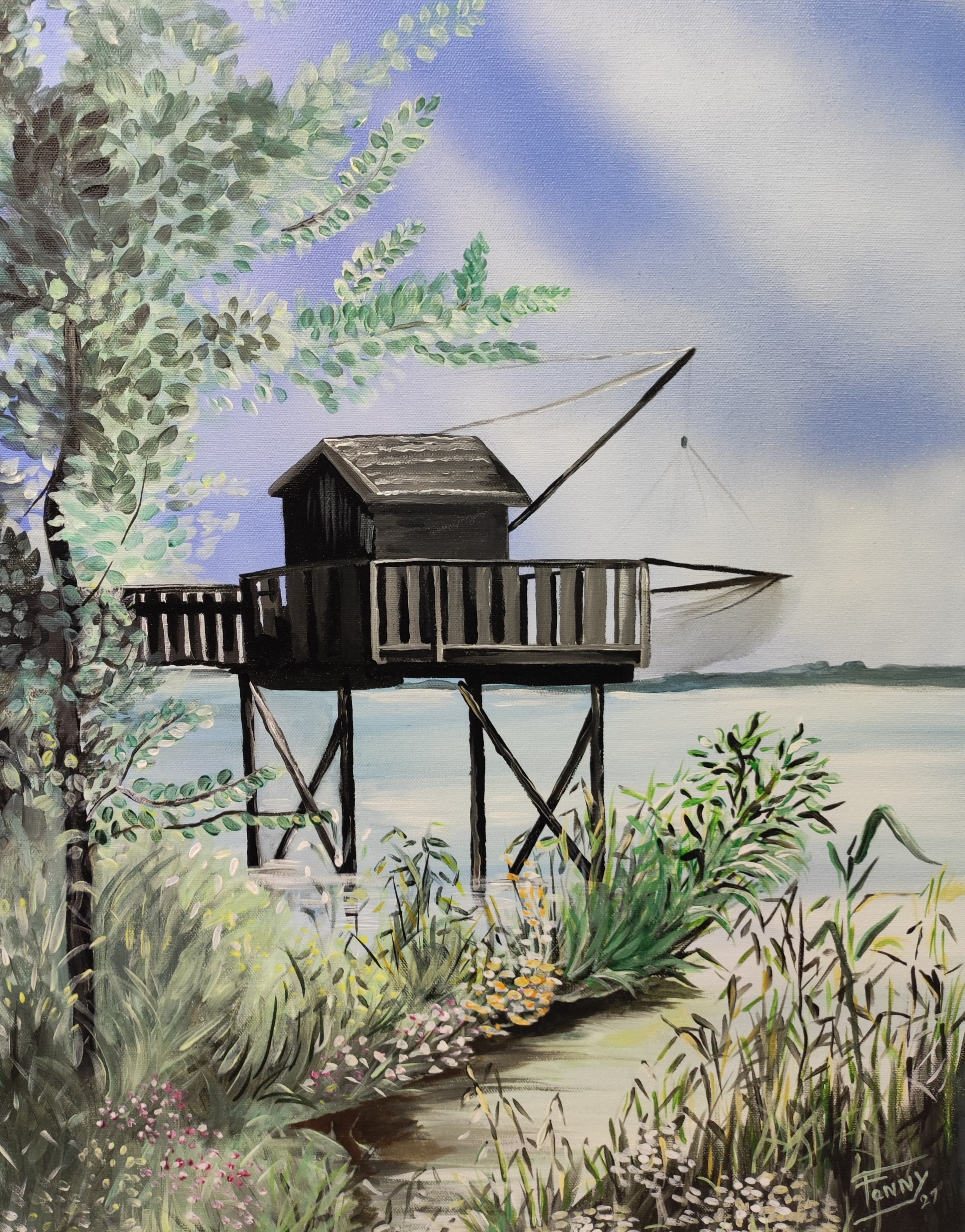 Oeuvre carrelet sur la garonne  de fanny 